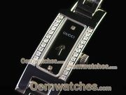 Replica Gucci Ladies 3905 Series Diamonds Pearl Black c/w Boxset,  Real