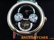 Replica Breguet tourbillon chrono gold leather auto black