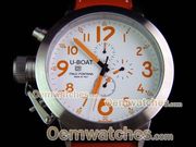 U-Boat Watches Flight Deck 50mm SS/LE Black/orange Jap Quartz Chrono