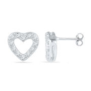 Women Heart Shape White Gold Diamond Earrings