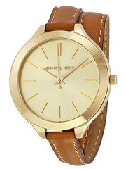 Michael Kors Runway Champagne Dial Tan Leather MK2256 Women's Watch