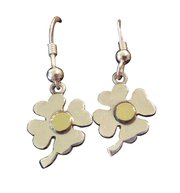 Solid Sterling Silver & 18kt Gold Shamrock Earrings For $65