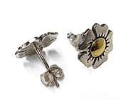 Sterling Silver & 18kt Gold Tudor Rose Stud Earrings For $55