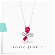 Ruby Diamond Flower Pendant