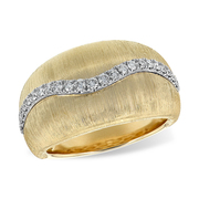 14K White and Yellow Gold Dome Ring with Diamonds